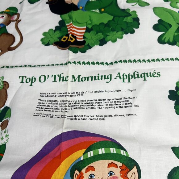 Cute St. Patricks Day Fabric 2 Panel Appliques Cranston Fabricclover leprechaun - Picture 2 of 6